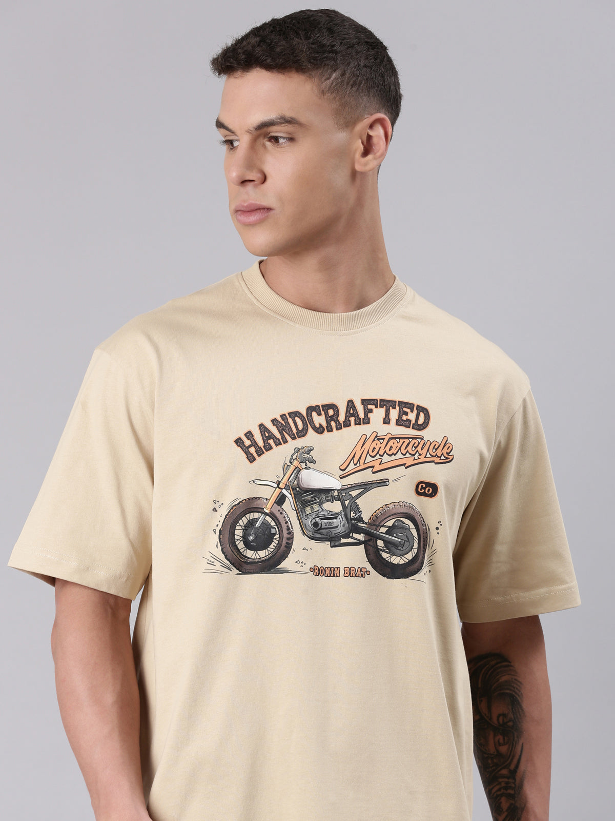 TVS Lifestyle 100% Cotton Oversized Graphic T-shirt for Men | Premium 220 GSM Heavyweight Tee with Relaxed Fit | Soft Cotton Oversized T Shirt for Boys | Durable Ribbed Neckline Streetwear Style